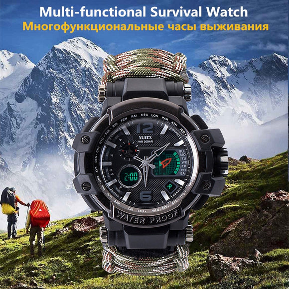 Outdoor Survival Paracord Watch Multifunctional Waterproof Military Tactical Paracord Watch Bracelet Camping Hiking Emergency