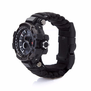 Outdoor Survival Paracord Watch Multifunctional Waterproof Military Tactical Paracord Watch Bracelet Camping Hiking Emergency