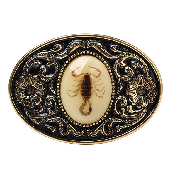 Scorpion Design Gold Tone Black Belt Buckle For Men Jeans Pants Accessories Luxurious Cowboy Buckle