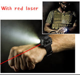 Multifunctional waterproof sports USB Charging led Wrist watch torch with red laser Rechargeable lighting Tactical Flashlight