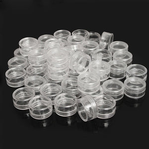 50Pcs Empty Plastic Makeup Round Storage Box Nail Art Bead Container Portable Cosmetic Cream Jar Pot Box Round Bottle Bead