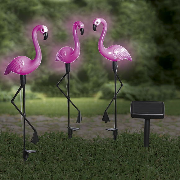 3Pcs Solar Flamingo Lawn Light Waterproof and Integrated Design LED Garden Path Landscape Lights Romantically Decoration Pink